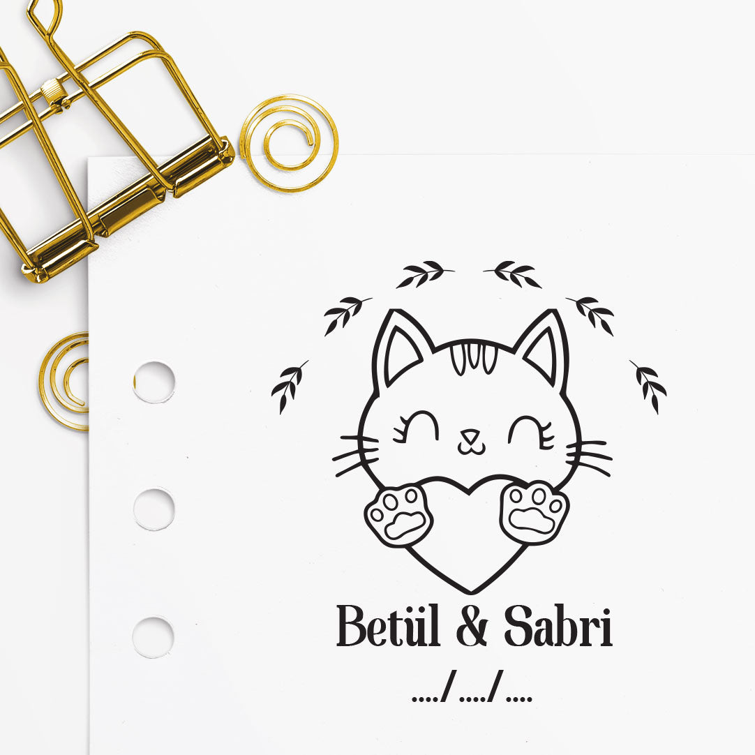 Sevimli Kalp Kedi Mührü