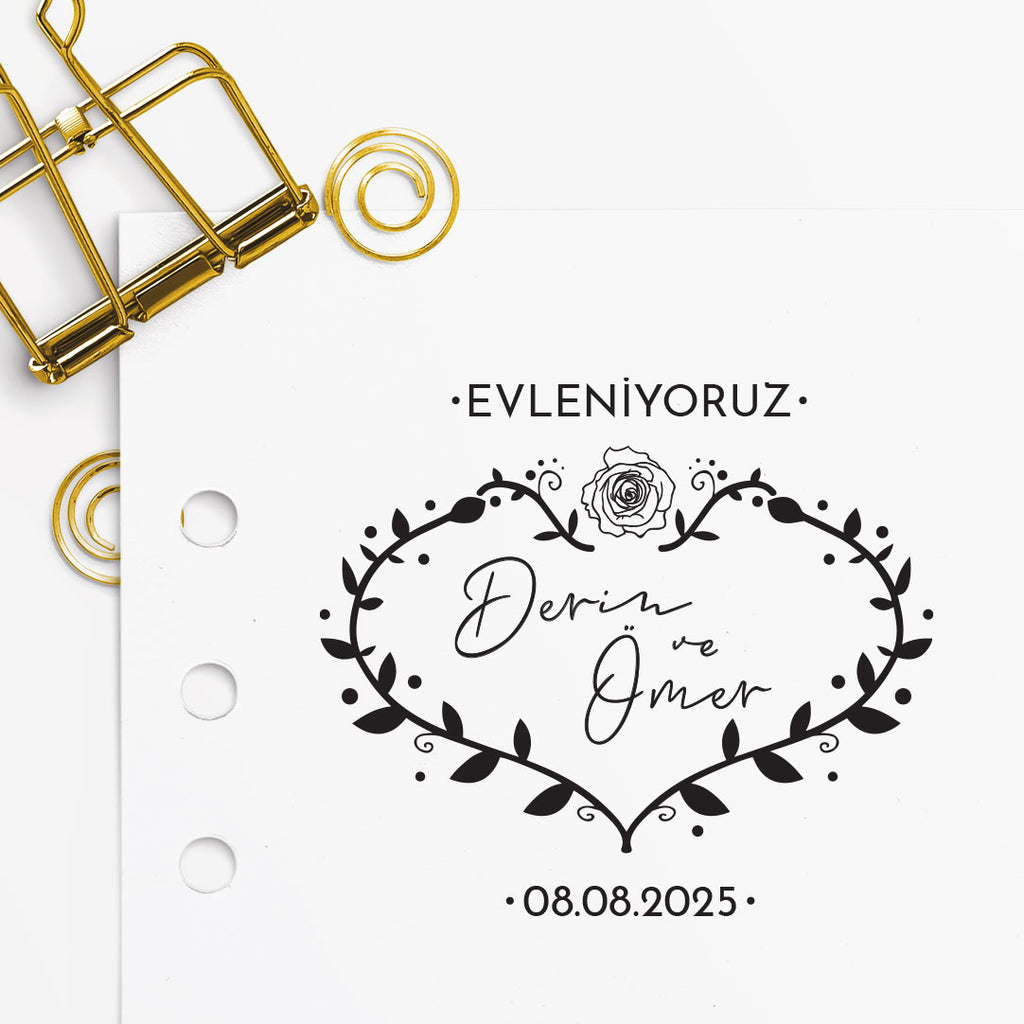 Kalpli Çerçeveli Desenli Çift Mührü
