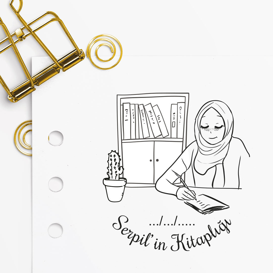 Yazı Yazan Tesettürlü Kadın Mührü