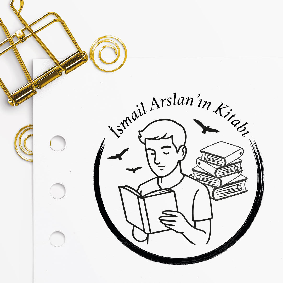 Çerçeveli Kitap Okuyan Adam Mührü 2