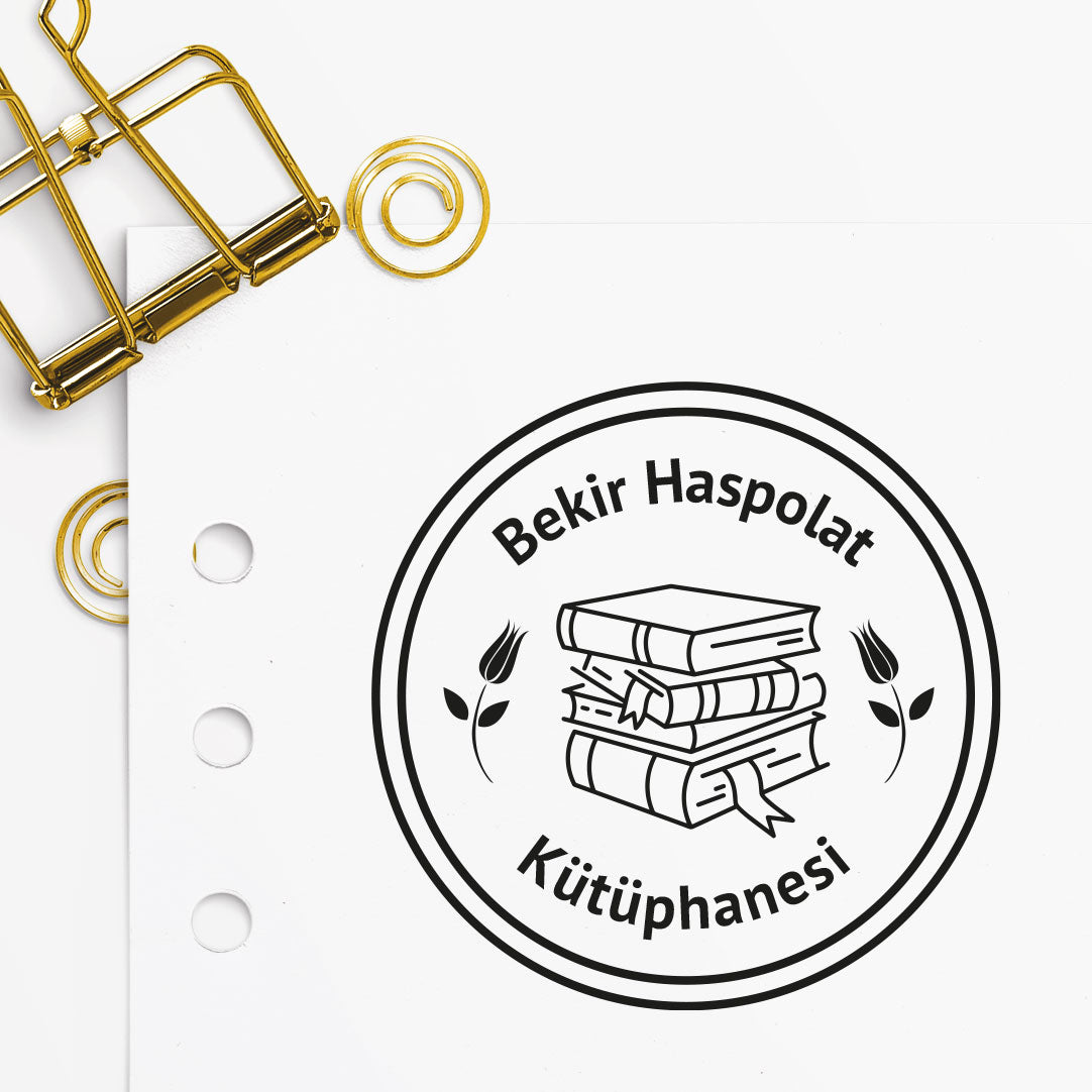 Çerçeveli Laleli Kitaplar Mührü