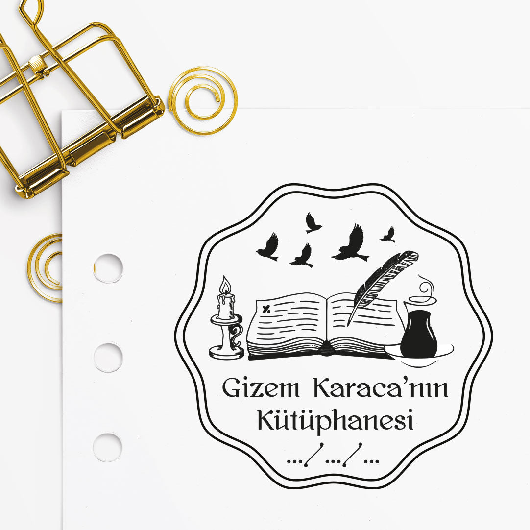 Çerçeveli Mum Işığında Kitap Mührü