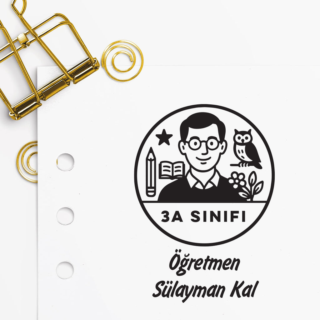 Çerçeveli Baykuşlu Öğretmen Mührü