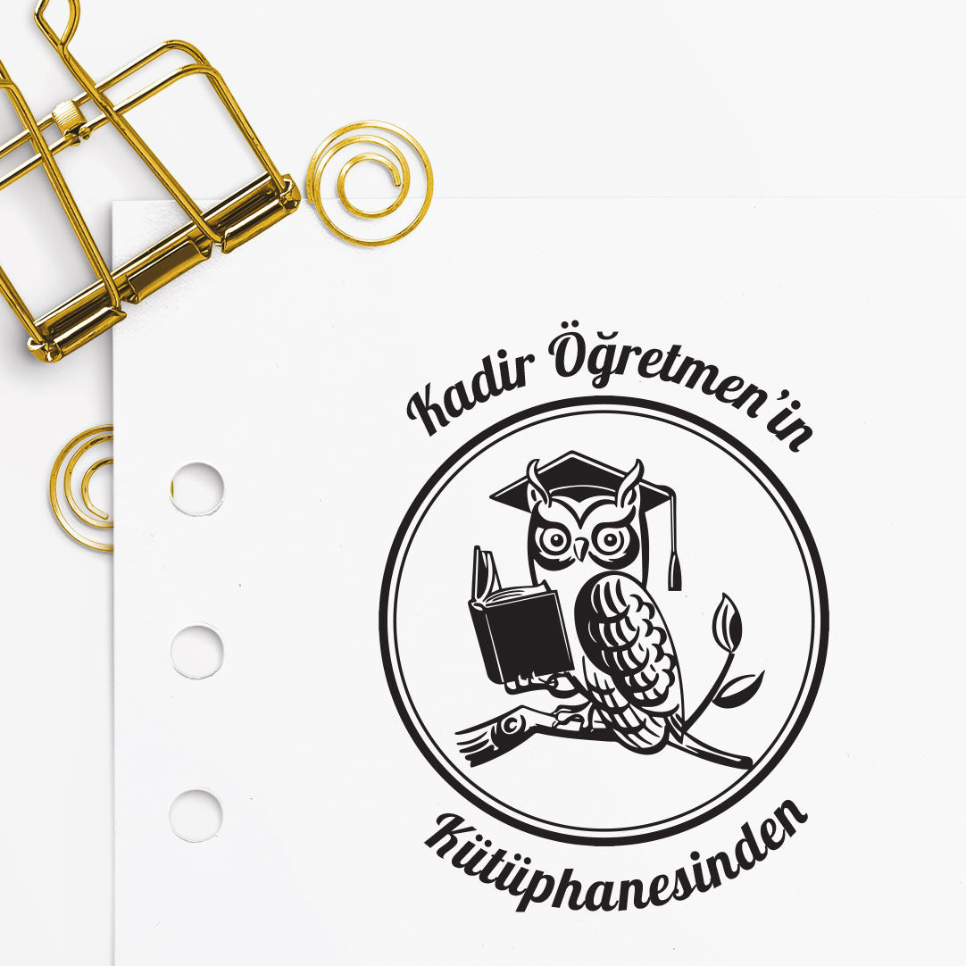 Çerçeveli Baykuşlu Öğretmen Mührü 2