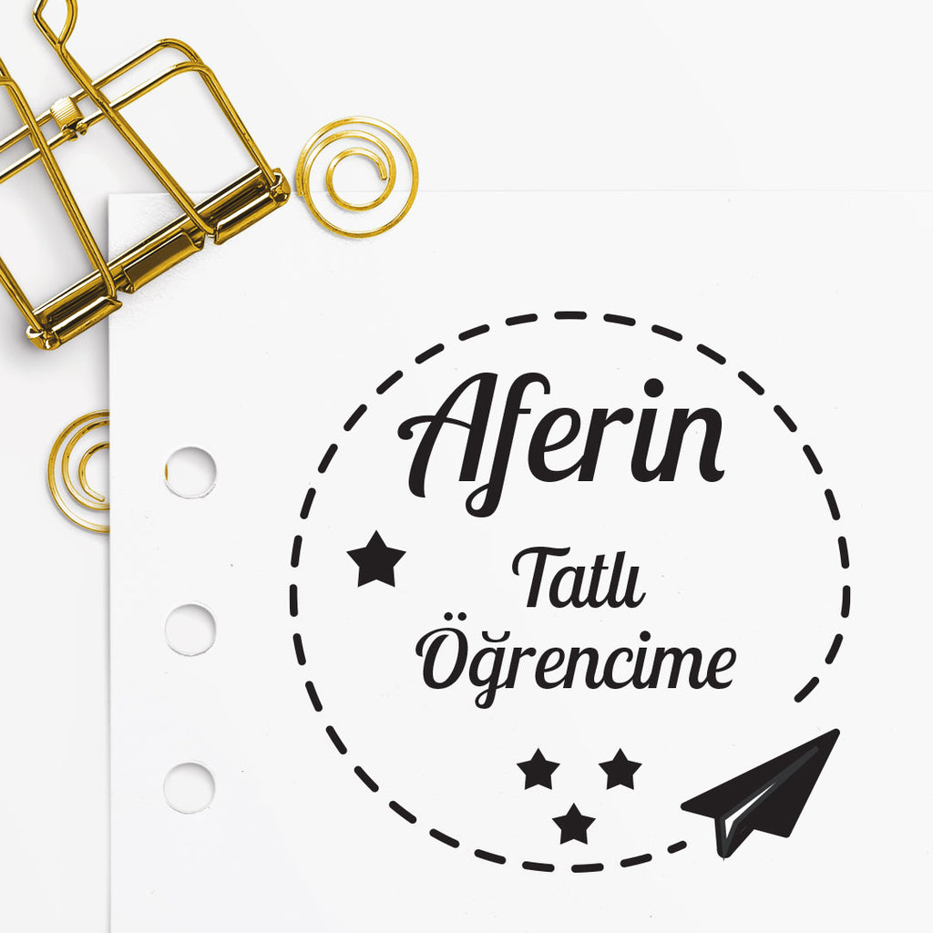 Çerçeveli 'Tatlı Öğrencime Aferin' Mührü