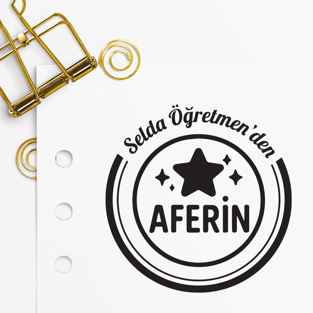 Öğretmenden Çerçeveli Yıldızlı Aferin Mührü