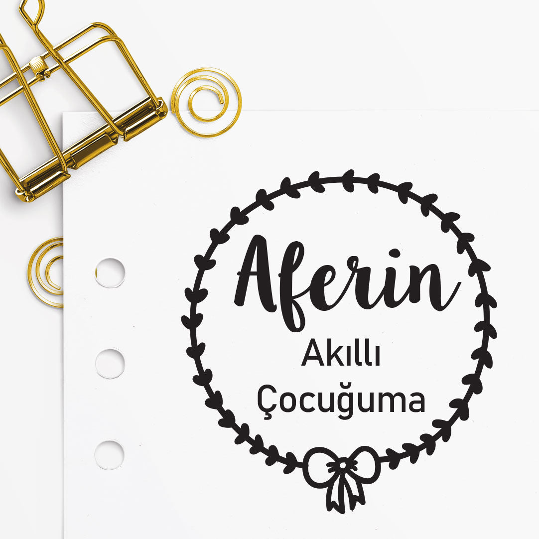 Çerçeveli 'Aferin Akıllı Çocuğuma' Mührü