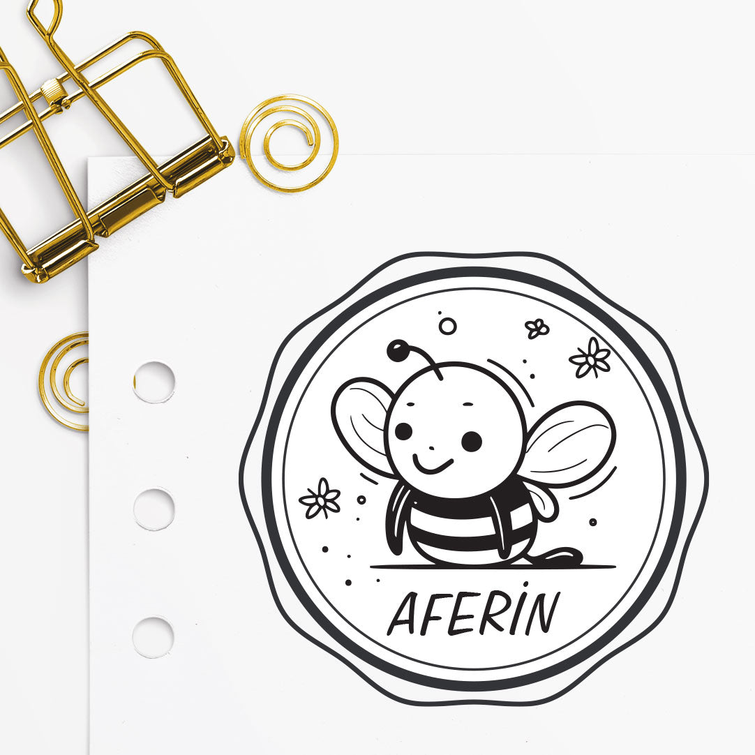 Çerçeveli Arılı Aferin Mührü