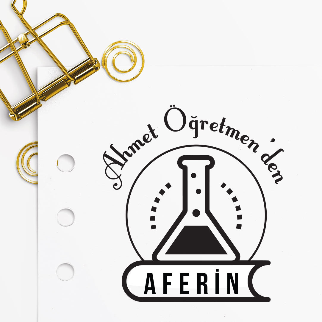 Öğretmenden Aferin mührü (2. tasarım) detayı, 'Aferin' yazısı çizimi