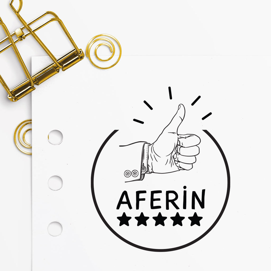 Çerçeveli 5 Yıldızlı Aferin Thumbs Up Mührü