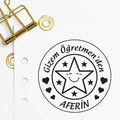 Öğretmenden Yıldızlı ve Kalpli Çerçeveli Aferin Mührü