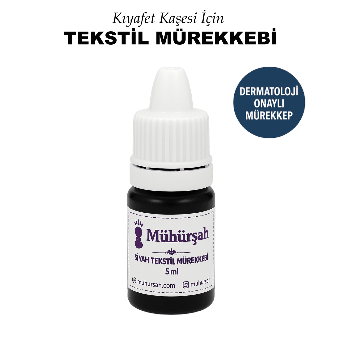 5ml Siyah Tekstil Mürekkebi - Kıyafet Kaşesi Mürekkebi