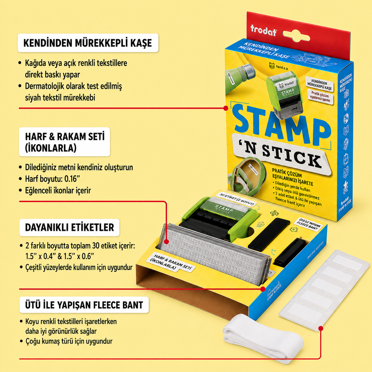Trodat Stamp 'N Stick Typomatic Kıyafet Kaşesi