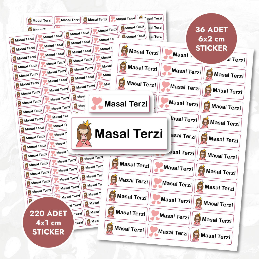 İsimli Pembe Prenses Sticker