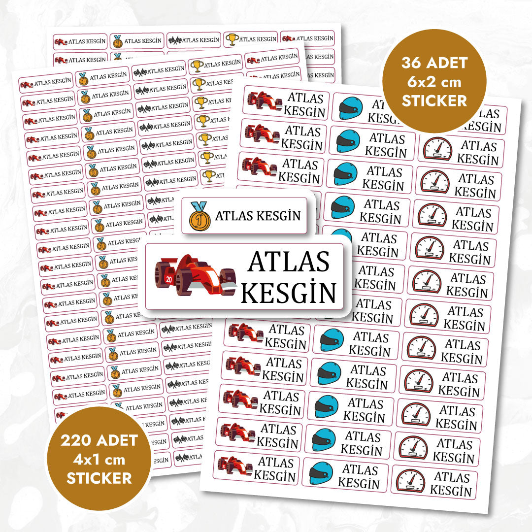 İsimli Araba Yarışı Sticker