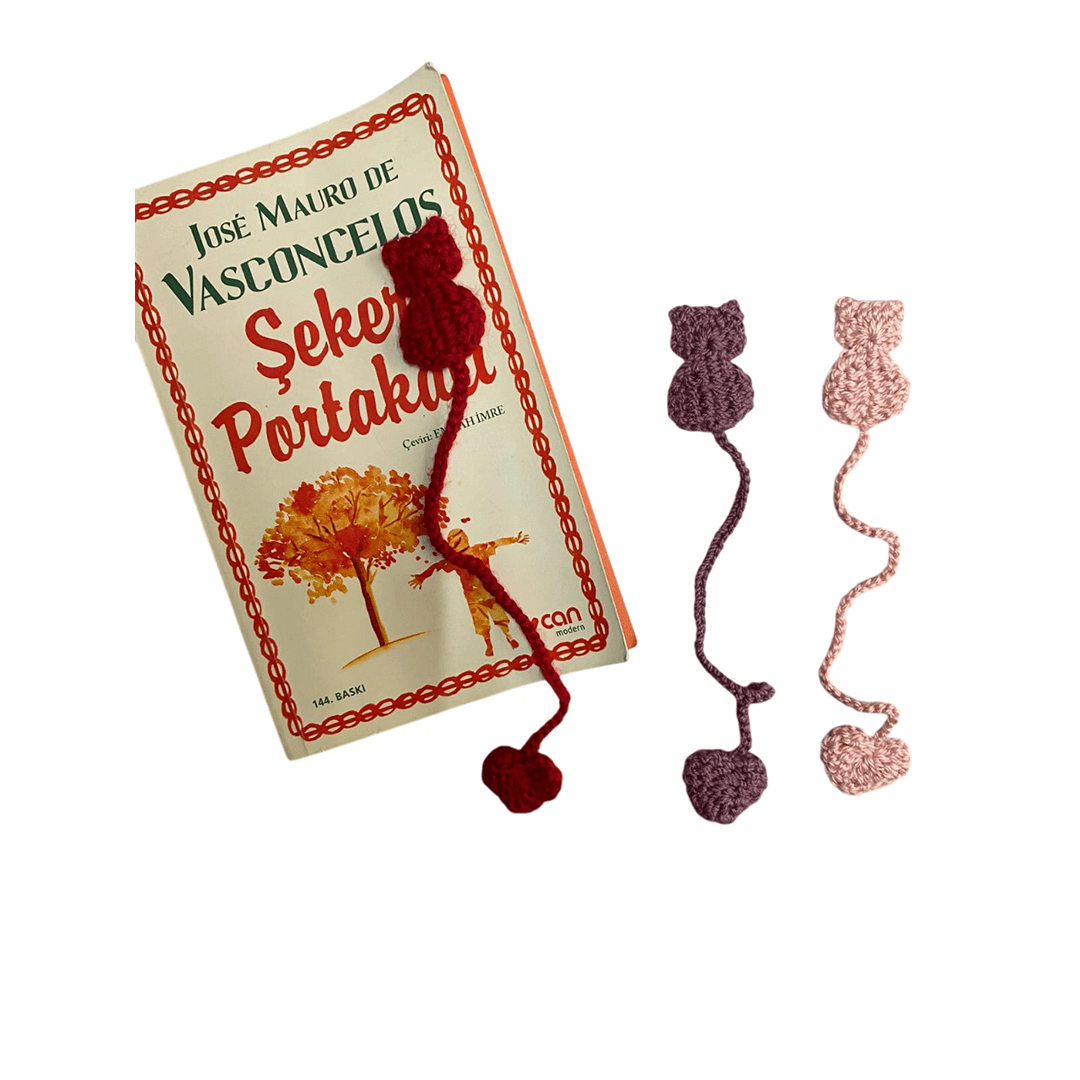 Amigurumi Örgü Kedili Kitap Ayracı